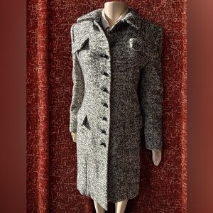 Bill Blass, Lord & Taylor Women's Black and White Tweed Long Coat